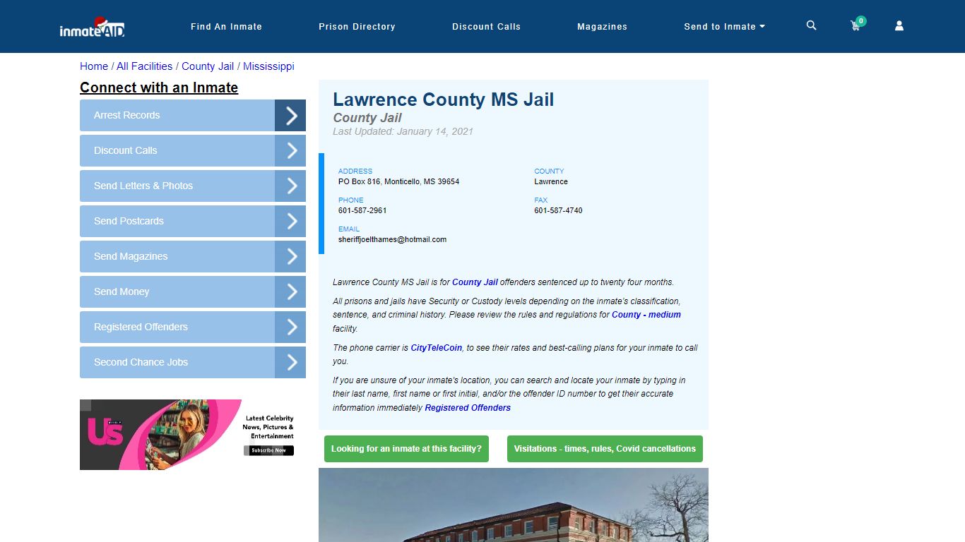 Lawrence County MS Jail - Inmate Locator - Monticello, MS
