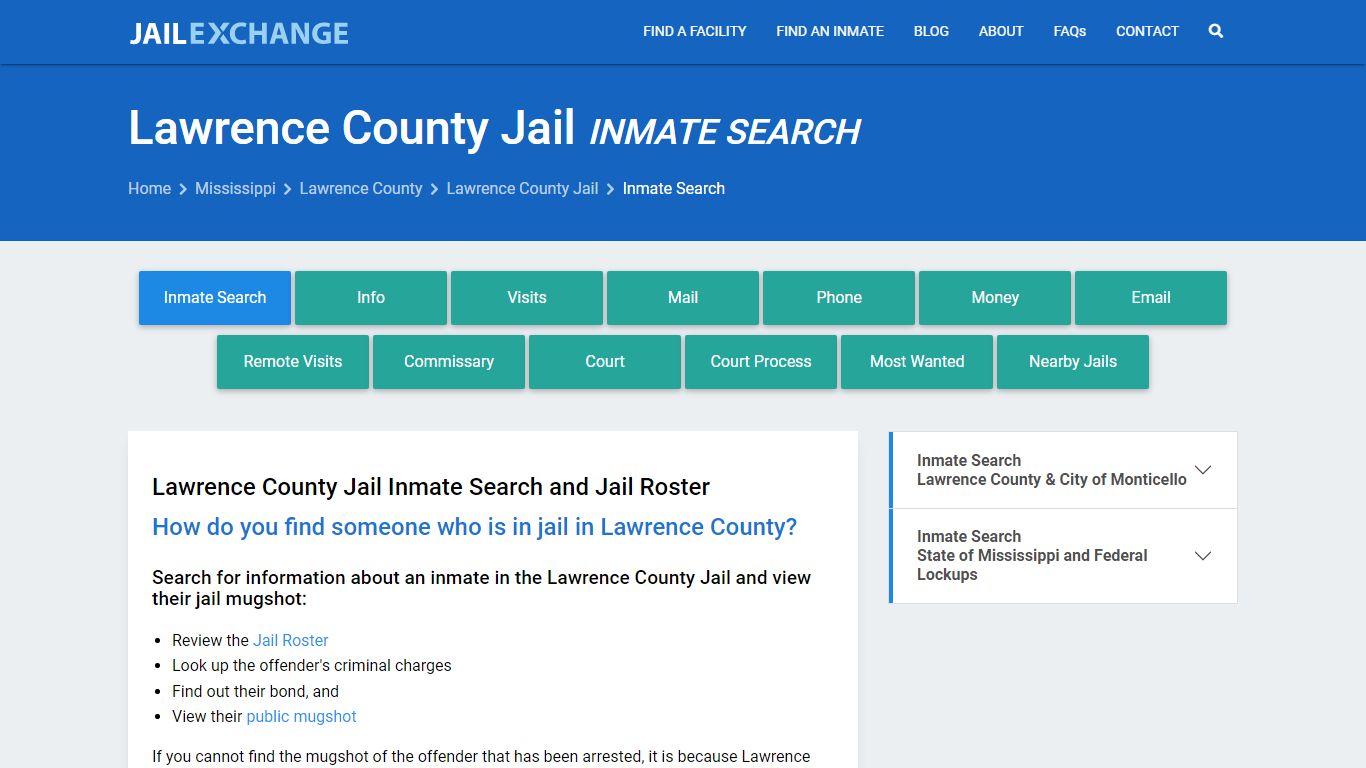 Inmate Search: Roster & Mugshots - Lawrence County Jail, MS
